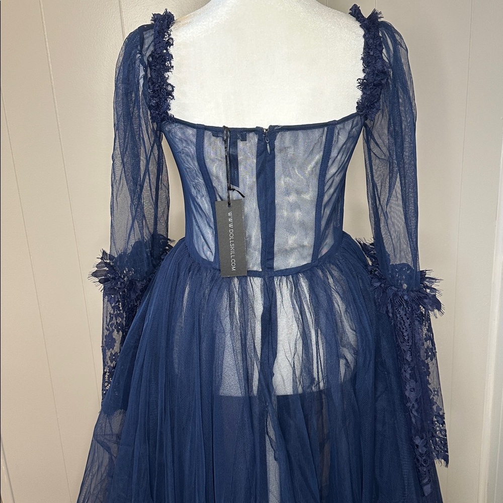 NWT Dolls Kill Dance with Death Maxi Dress - Navy - Picture 11 of 15